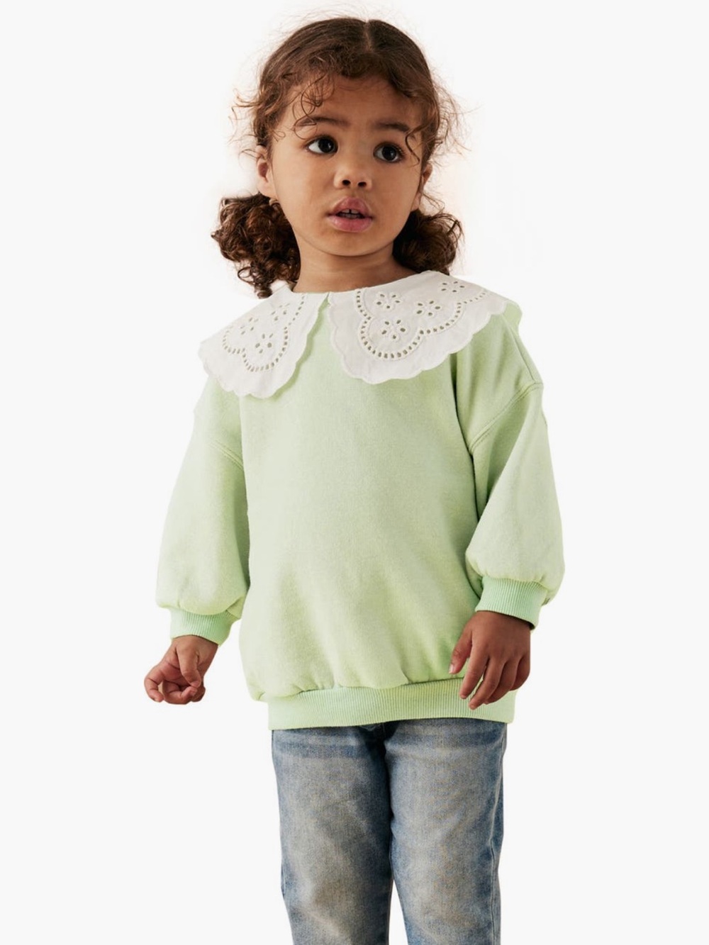 VGUC Next Kids Eyelet Colored Sweatshirt in Lime / Mint Green, Size 2-3T